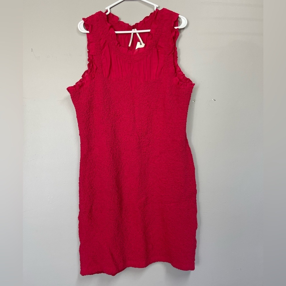 By Anthropologie Mock-Neck Textured Mini Dress Bodycon Ruffle Smocked NWT